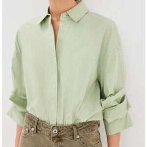 STAUD Traverse Bodysuit Women's Size M Pale Jade NWT